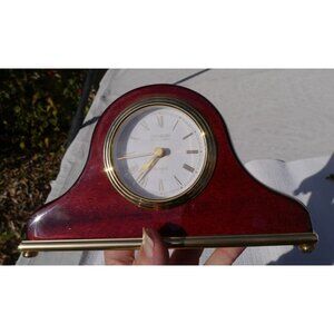 Danbury Clock Company Cherry Brass Wood Finish Desk Mantle Quartz clock 7.5x4.5"
